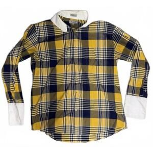 Vintage Fratello Yellow and Navy Plaid Button-Up Shirt